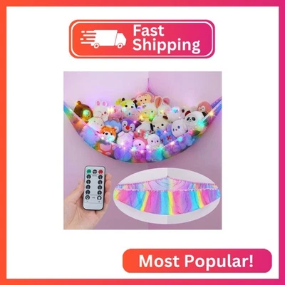 Castillo Unicornio Peluches Red Hamaca Niños Juguete Almacenamiento con Luz LED Peluche Foto 1 de 2