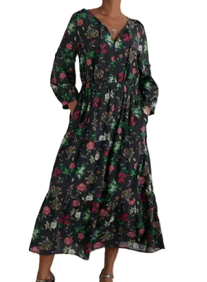 SeaSalt Womens Dearling Dress size 16 Tiered Lined Pockets Elast Waist Black Mix - Image 1 of 4