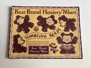 Vintage 1937 Bärenmarke Strumpfwaren trägt Pappe Tumbling Bears - Bild 1 von 4