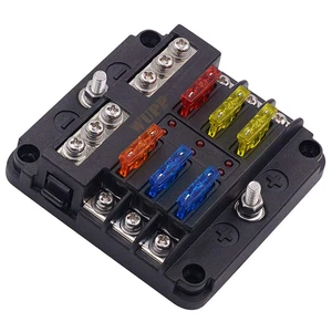 Blocco Fusibili 12 Volt Impermeabile 6 Circuiti con Scatola Fusibili Bus Negativo Auto Marina - Foto 1 di 12