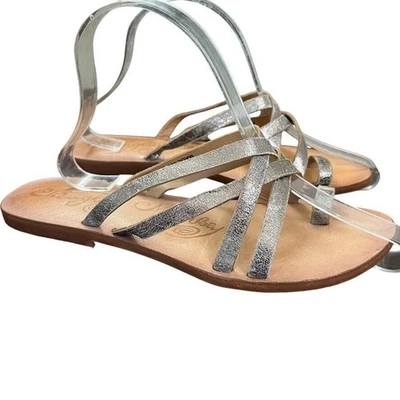 Naughty Monkey Womens Metallic Leather Toe Ring Sandals Strappy Shoes Flats 6.5 - Image 1 of 4
