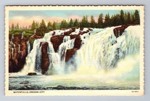 Postal de recuerdo antigua vintage de Oregon City OR-Oregon, cascadas - Imagen 1 de 2