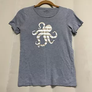 J. Crew Women’s T-Shirt XS Collector Tees Octopus Graphic Print Grey Casual - Picture 1 of 8