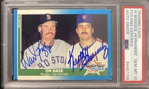 Wade Boggs Signed 1987 Fleer #637 Baseball Card Hernandez Auto PSA/DNA GEM MT 10 - Picture 1 of 3