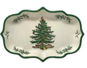Spode Christmas Tree Süßigkeiten Ogee Schale gewellter Rand 9,5" oval Servieren - Bild 1 von 5