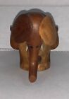 Vintage Hand Carved Wooden Elephant w/ tusks Statue Figurine 4"