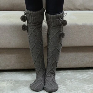 Ins Knee High Stockings Thigh High Thicken Knitted Stockings Autumn Winter - Picture 1 of 17