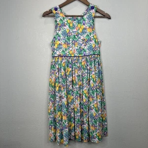 Judy Lynn Dress Girls 10 Tulip Dress Spring Pink Purple Pleated Cottagecore - Picture 1 of 10