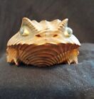 Vintage Rare Hand Carved Cryptomeria Wood Japanese Frog Toad Great Condition! 4"