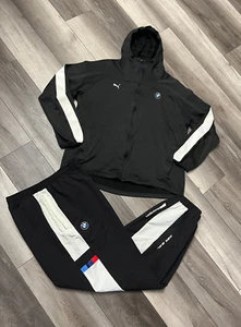 Puma BMW Motorsports Men's Tracksuit Black White Jacket 2XL + Sweatpants XL - Picture 1 of 24
