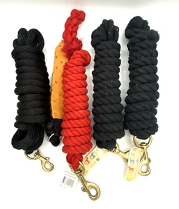 Lot 4 Horse Equestrian Cotton Lead Ropes Black Red - Picture 1 of 10