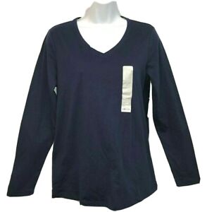 Sonoma Intimates Women's size S Shirt long sleeve Knit Cotton Blend Navy