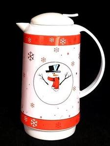 Vintage Snowman Thermal Insulated Carafe Pitcher Coffee Winter Christmas 32 Oz - Picture 1 of 10