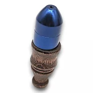 Metal Smoking Sneak a Toke Pipe Wood Mouthpiece Blue - Picture 1 of 5