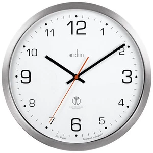 Acctim Atomik Wanduhr Anti-Tick Sweep Funkgerät Gebürstetes Metallgehäuse 30cm - Bild 1 von 2