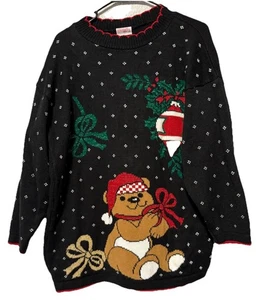 Suéter navideño tejido pesado feo para mujer Holiday Time talla XL oso de peluche festivo - Imagen 1 de 13