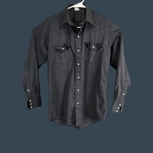 Wrangler Mens Black Western Snap Button Shirt Size L - Picture 1 of 6