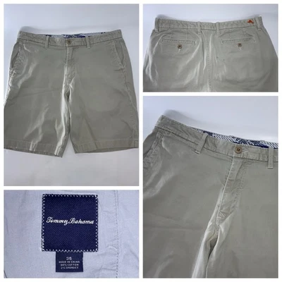 Pantalones cortos chinos Tommy Bahama para hombre talla 35 algodón tostado elástico frente plano YGI U5-112 Foto 1 de 4