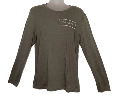 Camiseta gráfica manga larga cuello redondo City Streets para hombre talla: M, verde aguacate Foto 1 de 4