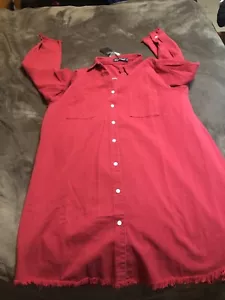 Zilcremo Fringe Hem Soft Wash Denim Button Up Shirt Women's 2XL -NWT - Picture 1 of 5