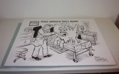 Ben Garrison Original 1/1 Trump Caricatura Firmada MAKE AMERICA WELL AGAIN Foto 1 de 4