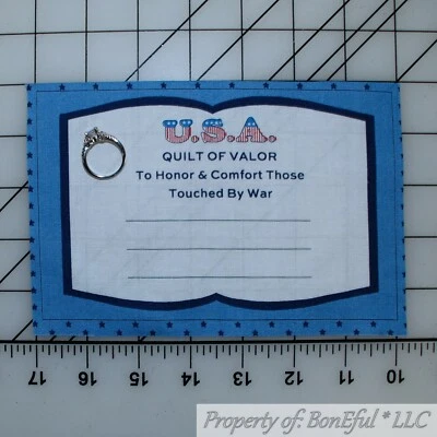 BonEful Fabric Cotton Quilt VTG American Applique Block Military USA 1 Label Tag - Image 1 of 4