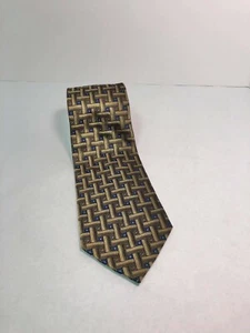 J.Z. Richards Silk Tie 3.75"x60" *Made in U.S.A.* Brown and Blue Woven Pattern - Picture 1 of 6