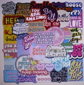 50 Piece English Phrases Stickers Quotes Waterbottle Laptop Bedroom Supplies NIP - Picture 1 of 7