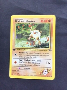 Pokemon Cards: Gym Challenge 1st Edition Common: Blaine's Mankey 63/132 - Picture 1 of 10