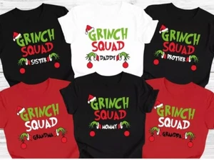 GRINCH SQUAD CHRISTMAS TSHIRTS & HOODIES 2024 PERSONALIZE NAME FOR ADULTS &YOUTH - Picture 1 of 4