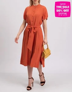 UVP 520€ DIANE VON FURSTENBERG Kleid Seide A-Linie Gr. L Plissee Kurzarm - Bild 1 von 6
