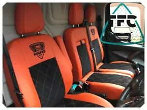 HIGH QUALITY SEAT COVERS FOR Ford Transit Custom ECO LEATHER+ALCANTARA 3 LOGOS - Picture 1 of 6