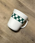 Tasse tasse à café vintage Corning Ware motif mélisse vérificateur vert et blanc