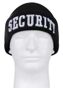 New Men's Beanie Hat Security Solid Black Knit Ski Cap Warm Casual Winter One SZ - Picture 1 of 2