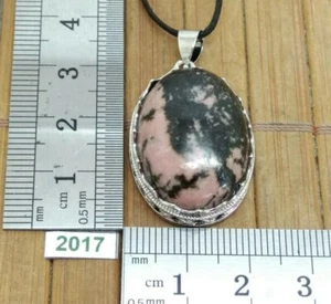 Pendentif RHODOCHROSITE + cordon reglable - collier reiki chic style victorien - Picture 1 of 5
