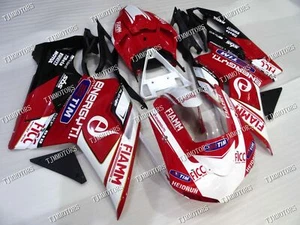For 07-11 Ducati 1198/1098/848 White Red ABS Injection Mold Bodywork Fairing Kit - Picture 1 of 7