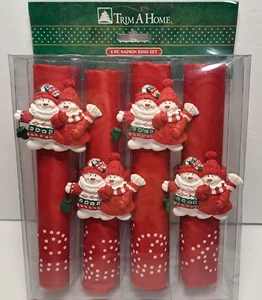 Trim A Home Serviettenring-Set Schneemann rot weiß 8-teilig KMart festlich Tisch Neu im Karton - Bild 1 von 8