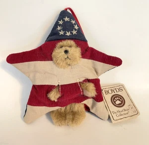 Boyds Bears Miniature Patriotic Twinkle Plush Peeker Ornament w/ Tag - Afbeelding 1 van 7