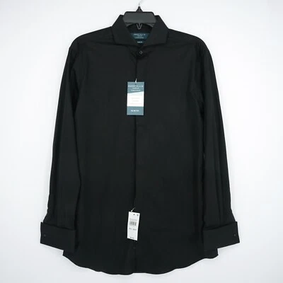 Perry Ellis Tuxedo Shirt 15.5 32/33 SLIM FIT Black French Cuffs Non-Iron NWT - Image 1 of 4
