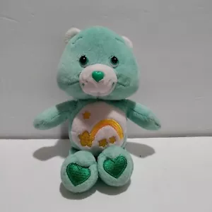 Care Bear Wish Bear 8" Green Teal Bear Bean Bag Plush 2002 Play Along - Picture 1 of 10