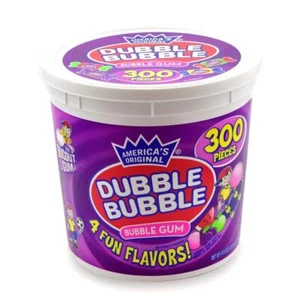 Dubble Bubble Gum - 300 Count Resealable Tub of Individually Wrapped Fruit an... - Picture 1 of 10