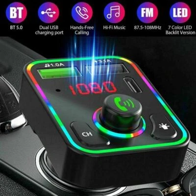 Bluetooth Car Wireless FM Transmitter Adapter 2USB Charger MP3 AUX Fast PD T1K2 - Image 1 of 4