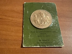 Moneta Sesquicentenario Florida 1971, Pensacola Historical Society, Franklin Mint - Foto 1 di 2