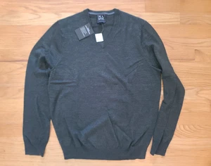 Jos A Bank Traveler Merino Wool Sweater Men’s Medium Light Green/Gray V-Neck NWT - Picture 1 of 7