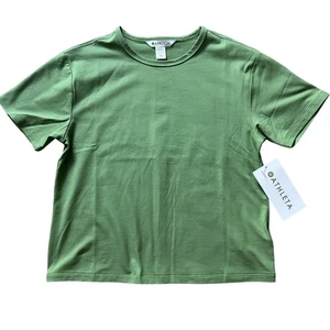 Athleta Essential Tee Shirt Womens XXS Green Supima Cotton Stretch Casual Top - Picture 1 of 9