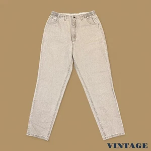 Vintage 90s Lee Elastic Waist Tapered Leg Mom Jeans Beige W33 L32 - Picture 1 of 3