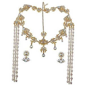 Bridal Headband and Earrings Crystal Jewelry Set One Size (Pack of 1) Gold - Picture 1 of 5