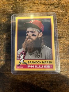 2025 Topps Heritage Yellow Border Brandon Marsh Phillies #248 SP Rare - Picture 1 of 8