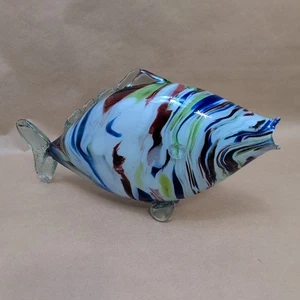 Vintage Romanian Glass Multi Coloured Hand Blown Fish Sculpture Figurine 11 " G - Picture 1 of 6