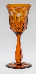 Moser Hand Blown Faceted Amber Wine Goblet w/Grapes, Circa 1900 - Picture 1 of 6